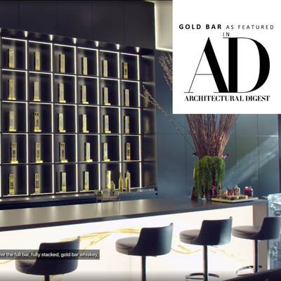 Check out what this Hollywood home owner does with 50 GOLD BAR Whiskey Bottles! Image