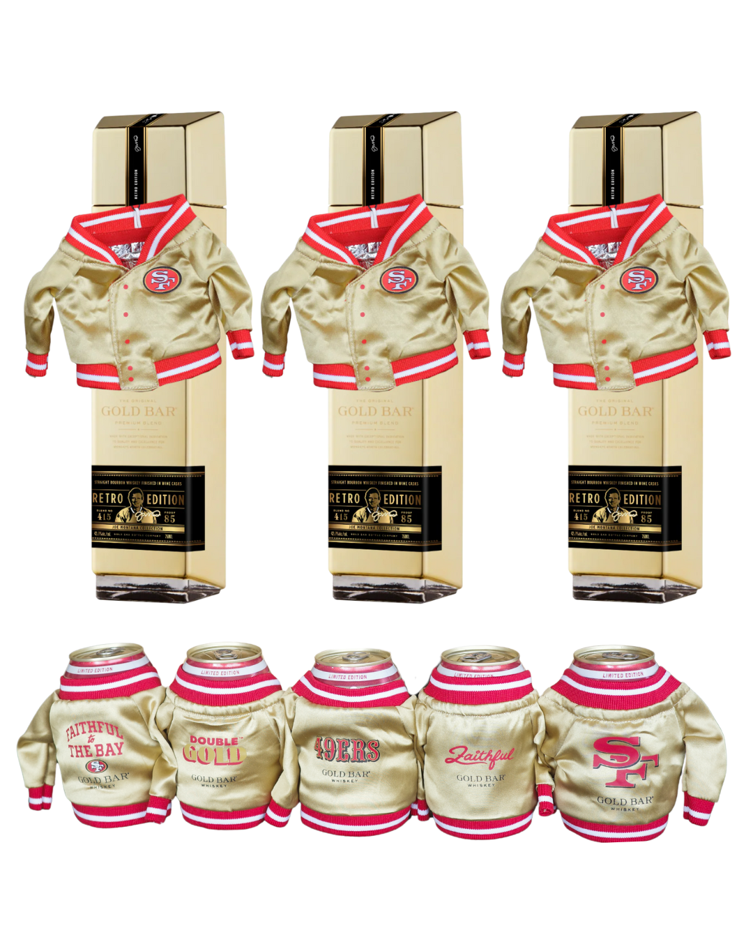 RETRO EDITION (3-PACK) +  5 GOLD JACKET CAN KOOZIES COMBO